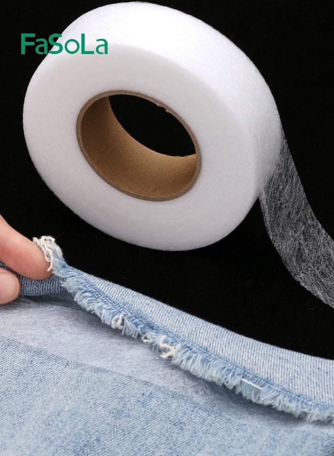 Fasola 2 rolls of 2CM*64M double-sided iron-on garment adhesive tape - no need to sew, washable, invisible fit, used for repairing trouser legs, curtains, clothing, etc. - Image 2