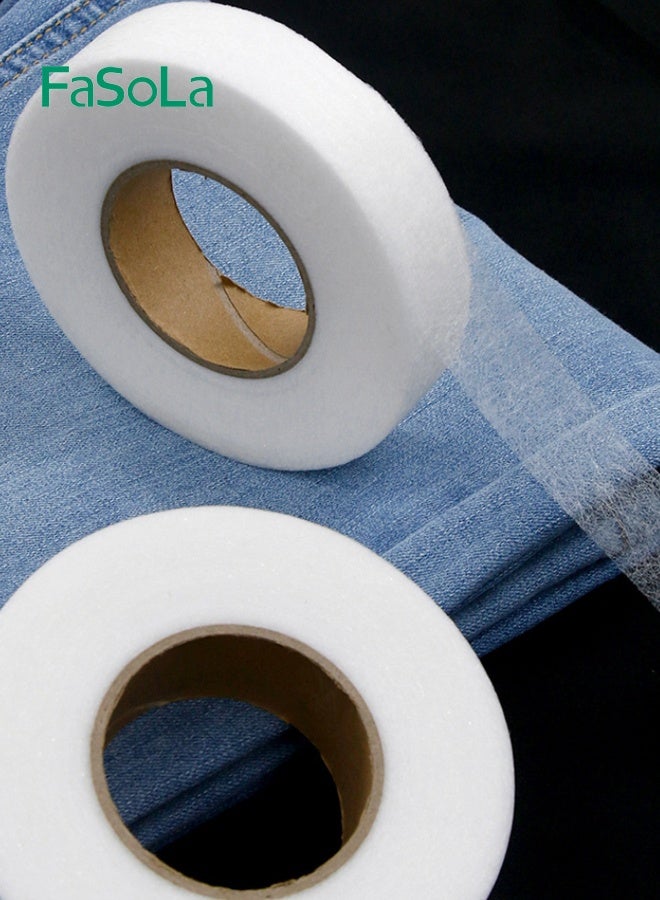 Fasola 2 rolls of 2CM*64M double-sided iron-on garment adhesive tape - no need to sew, washable, invisible fit, used for repairing trouser legs, curtains, clothing, etc. - Image 3