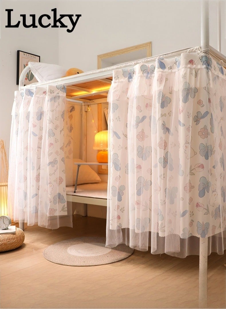 Lucky 2 Pcs Private Bed Curtain At The Bottom Of The Bunk Bed, Breathable And Dustproof Single Bed Blackout Curtain, Dormitory Family Bed Curtain, Double Layered Can Cover 3 Sides - Image 1