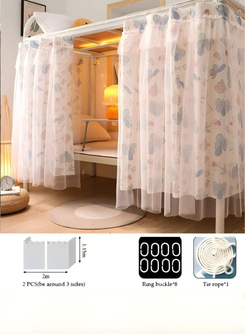 Lucky 2 Pcs Private Bed Curtain At The Bottom Of The Bunk Bed, Breathable And Dustproof Single Bed Blackout Curtain, Dormitory Family Bed Curtain, Double Layered Can Cover 3 Sides - Image 2