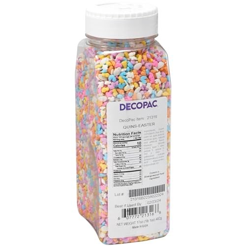 DECOPAC Deluxe Easter Quins 17oz Fancy Sprinkles Shaped Like Animals Eggs Candy Sprinkles in Handheld Container Edible Sprinkles For Celebration Cakes Cupcakes Cookies - Image 1