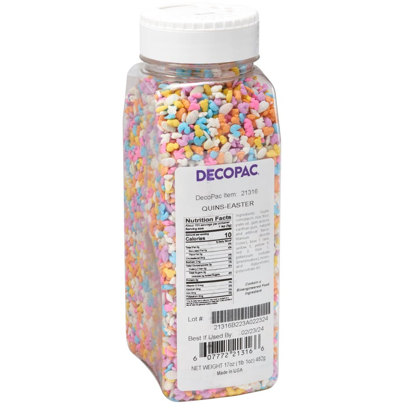 DECOPAC Deluxe Easter Quins 17oz Fancy Sprinkles Shaped Like Animals Eggs Candy Sprinkles in Handheld Container Edible Sprinkles For Celebration Cakes Cupcakes Cookies - Image 3