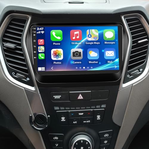 IKASEFU 9" Car Radio for Hyundai Santa Fe IX45 2013 2014 2015 2016 2017 with Wireless Carplay Android Auto [2+32G] Bluetooth Screen with FM GPS RDS Backup Camera - Image 1
