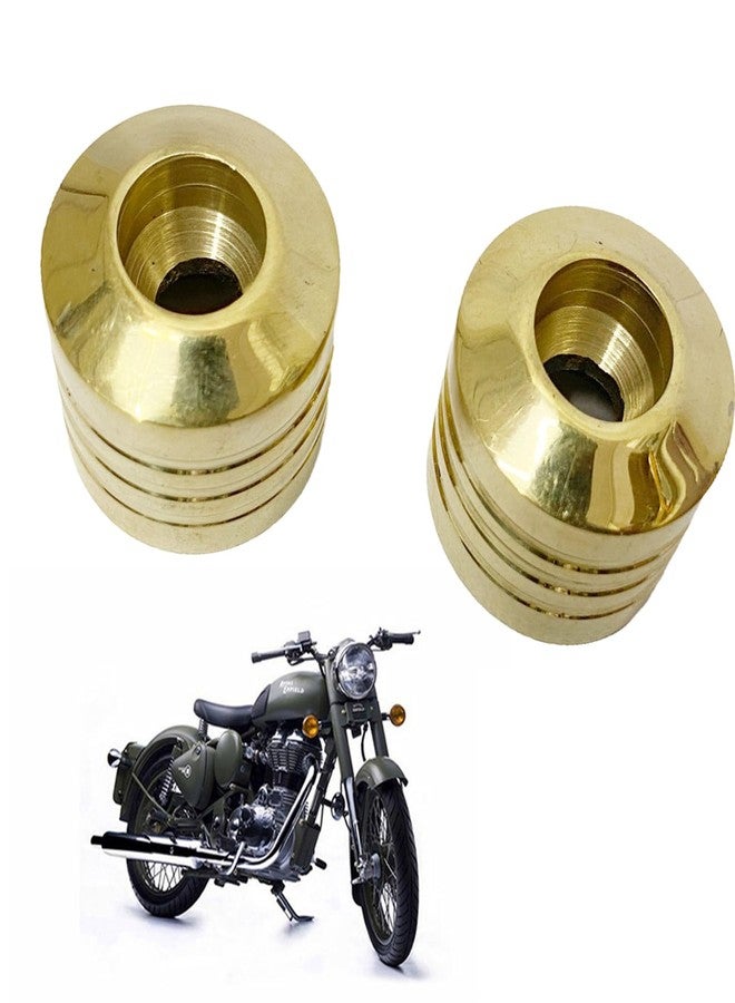 Ozango Bike Antique Desgin Plain Handle Bar Weight Handlebar Weight Pure Brass Golden Suitable for RE Battle Green - Image 1
