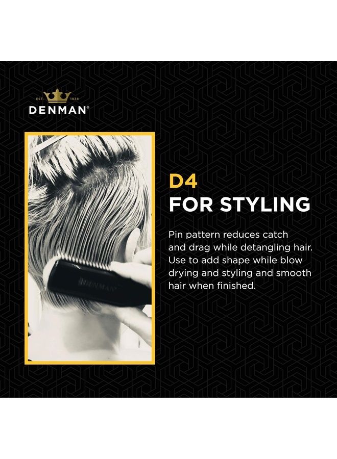 DENMAN Curly Hair Brush D4 (All Black) 9 Row Styling Brush for Styling, Smoothing Longer Hair and Defining Curls - For Women and Men