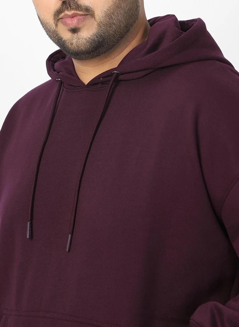 Urbano Fashion  Urbano Plus Men's Potent Purple Cotton Solid Oversized Hooded Neck Sweatshirt for Men | Best Price UAE
