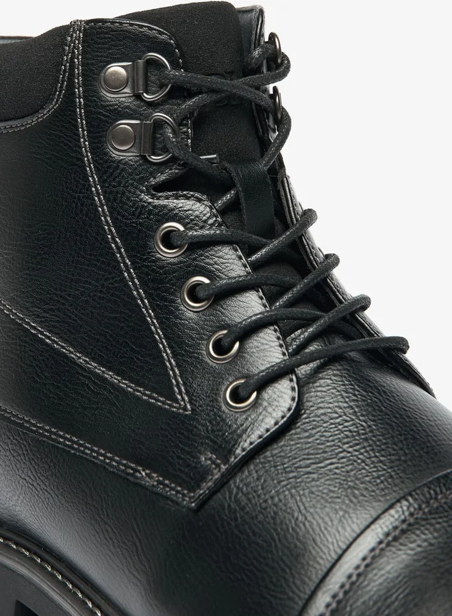 ال بي ال من شو اكسبرس Men's Textured Chukka Boots with Zip Closure