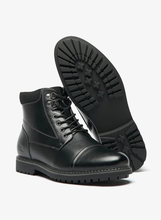 ال بي ال من شو اكسبرس Men's Textured Chukka Boots with Zip Closure