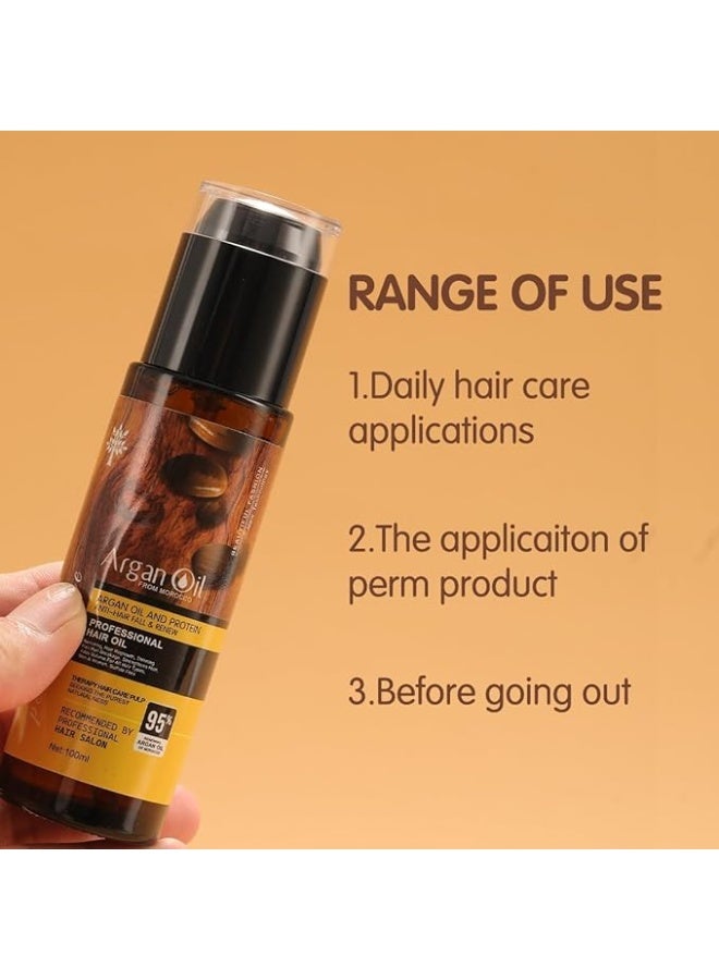 Protein queen Argan-Oil of Morocco SHAMPOO, CONDITIONER, HAIR OIL SET (Anti-Hair Fall & Renewal), Sulfate Free, Perfect for Damaged, Dry, Curly, Frizzy Hair - Thickening Formula for Fine/Thin Hair, Keratin Treat for Hair. - Image 4