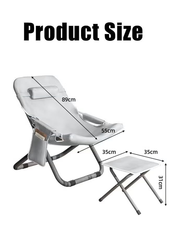كرسي استرخاء ترفيهي، كرسي استرخاء قابل للطي، كرسي كسلان سميك، كرسي تخزين قابل للطي متعدد الاستخدامات مع مسند ظهر قابل للتعديل، كرسي لكبار السن، كرسي ترفيهي، كرسي شرفة، كرسي قيلولة، كرسي أريكة شرفة منزلية، كرسي أريكة كسلان - Image 2