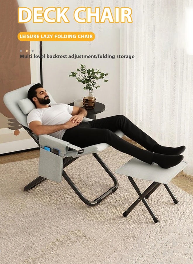كرسي استرخاء ترفيهي، كرسي استرخاء قابل للطي، كرسي كسلان سميك، كرسي تخزين قابل للطي متعدد الاستخدامات مع مسند ظهر قابل للتعديل، كرسي لكبار السن، كرسي ترفيهي، كرسي شرفة، كرسي قيلولة، كرسي أريكة شرفة منزلية، كرسي أريكة كسلان - Image 1