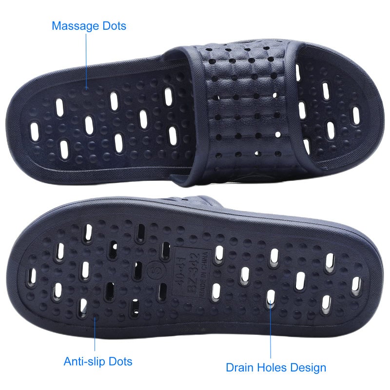 COZYAREA Shower Shoes Quick Dry Non-Slip Bathroom Slippers for Men Women Dorm Home Slides Navy Size 9.5-10 Women/8.5-9 Men - Image 5