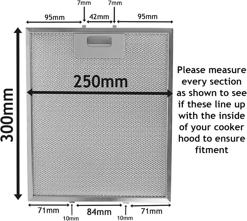 Spares2go Metal Mesh Filter for Electrolux Cooker Hood/Kitchen Extractor Fan Vent (Pack of 2 Filters, Silver, 300 x 250 mm) - Image 3
