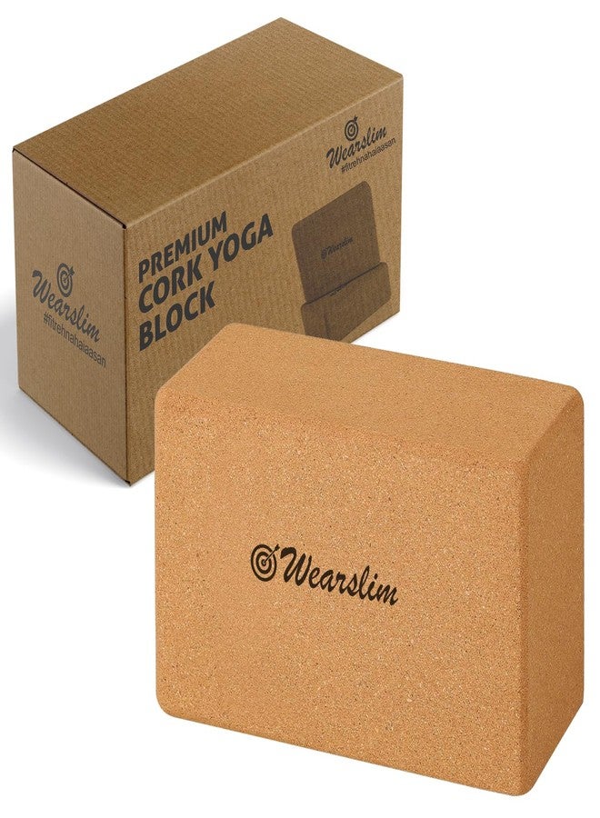 Wearslim Women's and Men's Cork Premium High Density Non-Slip Exercise Yoga Bricks, Lightweight, Odour-Resistant and Moisture-Proof, Perfect Yoga Equipment - Size (23.7 x 14 x 9 cm) (Brown) - Image 1
