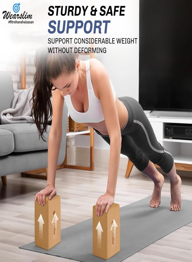 Wearslim Women's and Men's Cork Premium High Density Non-Slip Exercise Yoga Bricks, Lightweight, Odour-Resistant and Moisture-Proof, Perfect Yoga Equipment - Size (23.7 x 14 x 9 cm) (Brown) - Image 4
