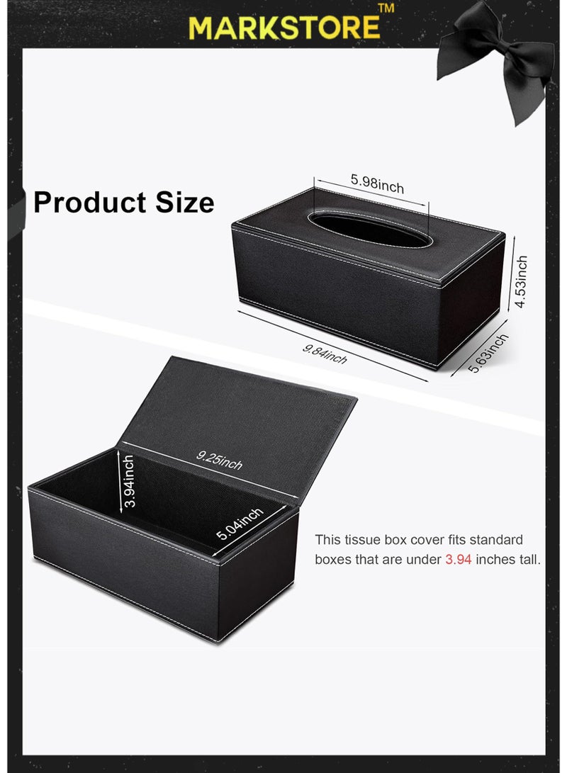 MARK STORE Tissue Box Holder Rectangular PU Leather– Modern Design for Living Rooms, Offices, and Home Decor - Image 2