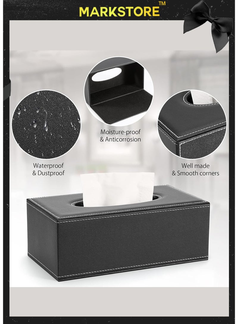MARK STORE Tissue Box Holder Rectangular PU Leather– Modern Design for Living Rooms, Offices, and Home Decor - Image 5