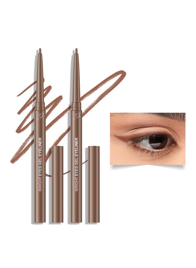 KYDA KYDA 2 Pcs Light Brown Gel Eyeliner, Super Soft and Smooth Glide Eyeliner Pencil, Colorful Eyeliner Gel Pen with High Pigment Buildable Formula, Lasting Waterproof Colored Eyeliner 