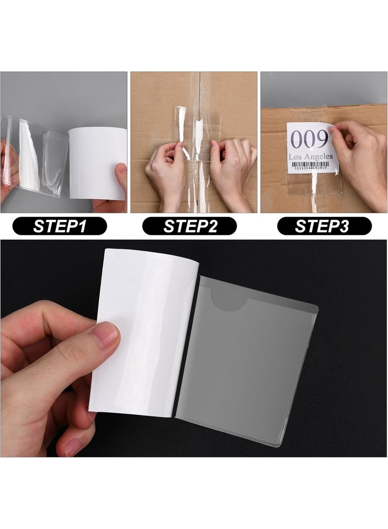 Tanyaz Self Adhesive Pocket, Adhesive Plastic Card Sleeves, Self-Adhesive Business Card Pockets Open Side Business Card Pocket for Organizing and Protecting Your Index Cards - Image 2