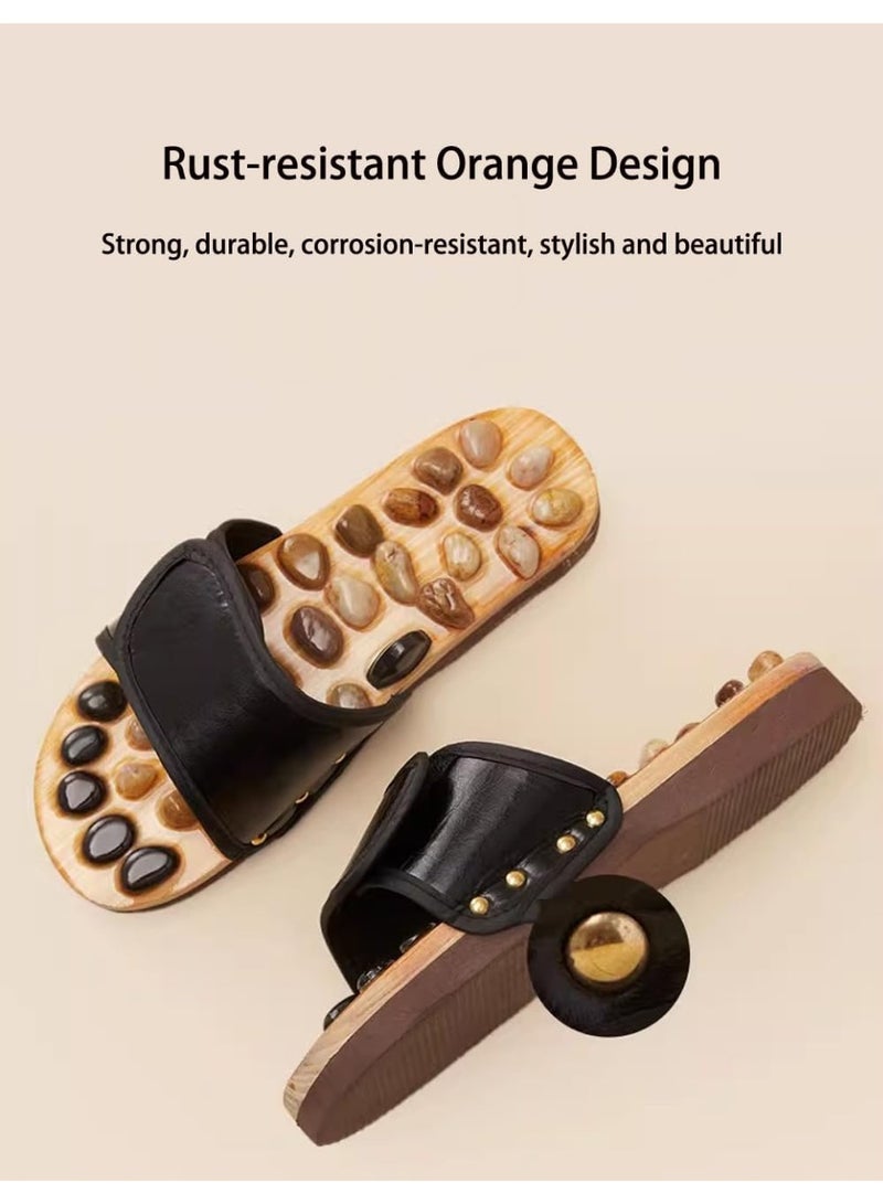 Massage Slippers Foot Massager Shoes Natural Agate Stone Home Indoor Acupressure Foot Reflexology Orthotic Arch Support Sandals Shoes - Image 5