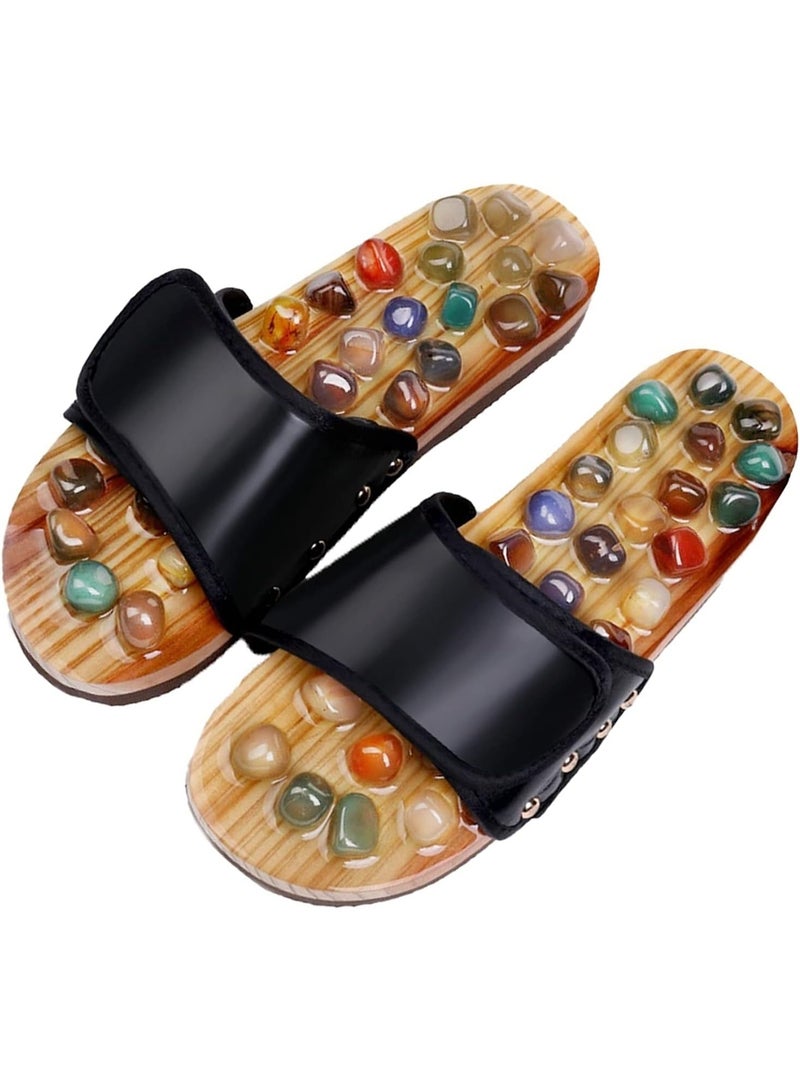Massage Slippers Foot Massager Shoes Natural Agate Stone Home Indoor Acupressure Foot Reflexology Orthotic Arch Support Sandals Shoes - Image 1