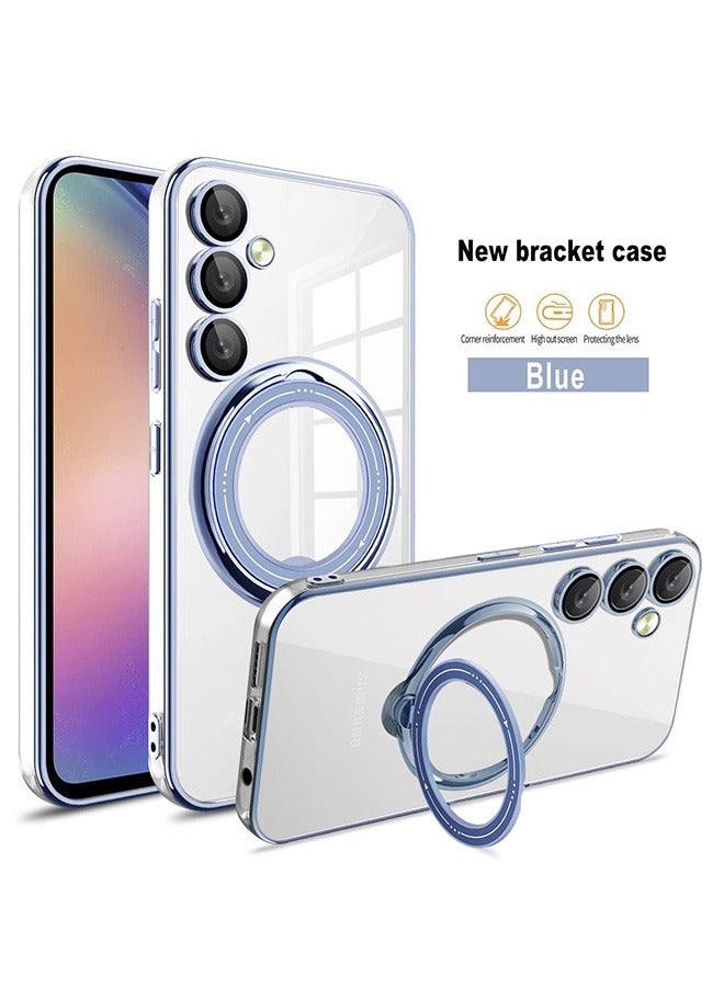Case for Samsung Galaxy A54 5G with Magnetic Ring Stand, Compatible with Mag-safe, Military Grade Drop, Shockproof Hard Luxury Phone Cases with Camera Lens Protector Phone Cover (Blue)  - Image 1