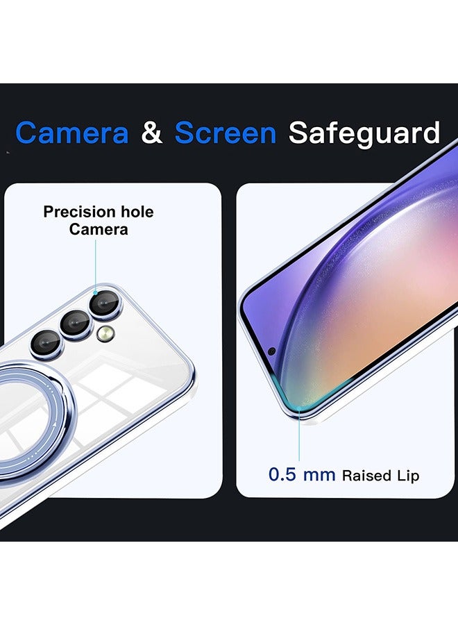 Case for Samsung Galaxy A54 5G with Magnetic Ring Stand, Compatible with Mag-safe, Military Grade Drop, Shockproof Hard Luxury Phone Cases with Camera Lens Protector Phone Cover (Blue)  - Image 5