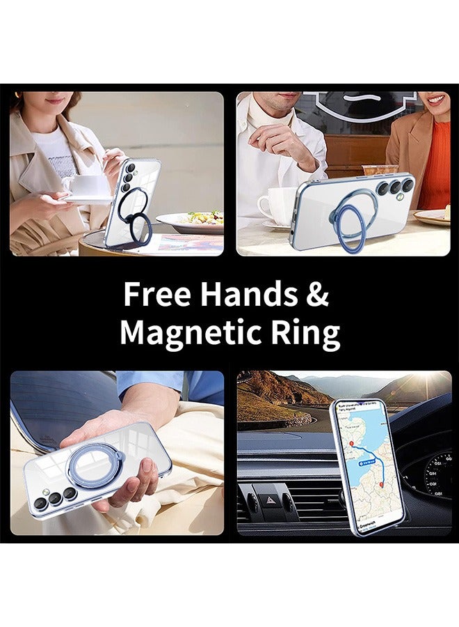 Case for Samsung Galaxy A54 5G with Magnetic Ring Stand, Compatible with Mag-safe, Military Grade Drop, Shockproof Hard Luxury Phone Cases with Camera Lens Protector Phone Cover (Blue)  - Image 4