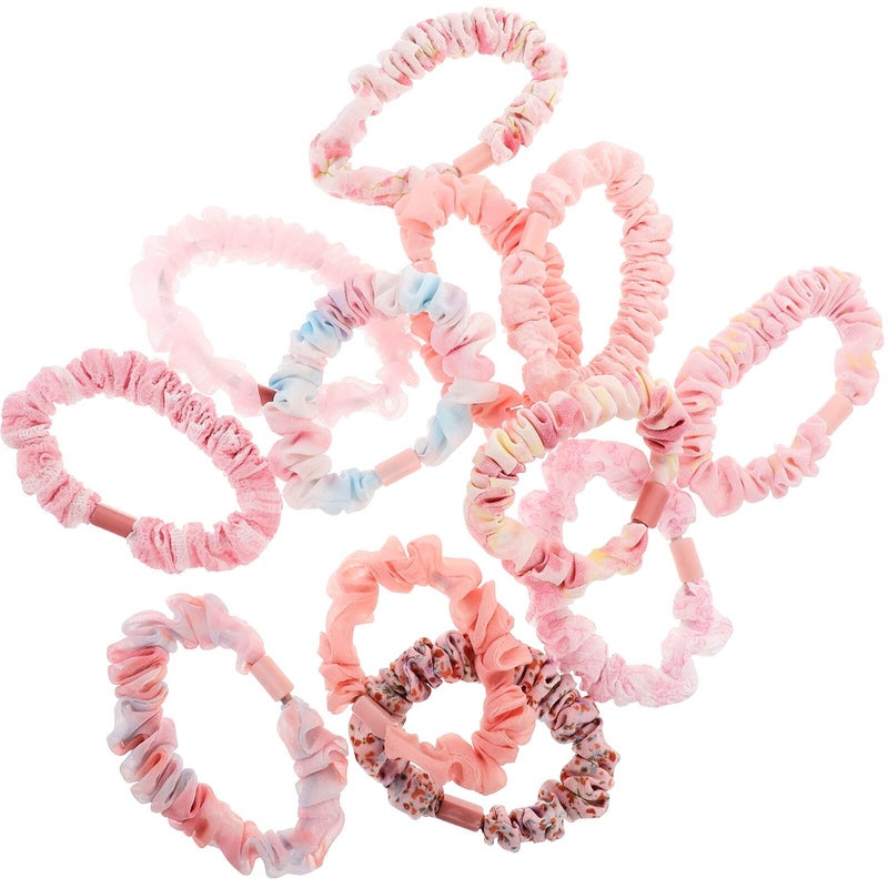 Floral Print Elastic Ponytail Holders Scrunchies Hair Ties 12 Pack For Women Soft Fabric Hair Bands - Image 2