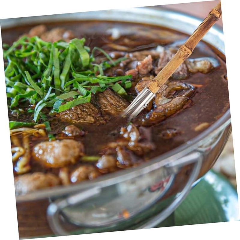Stainless Steel Hot Pot Colander with Bamboo Handle Rustproof Cooking Spoon - Image 3