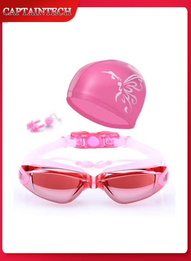 Captaintech 5-in-1 Swimming Goggles u0026 Cap Set – Anti-Fog, UV Protection u0026 Leak-Proof Design for Men/Women/Kids - Image 1