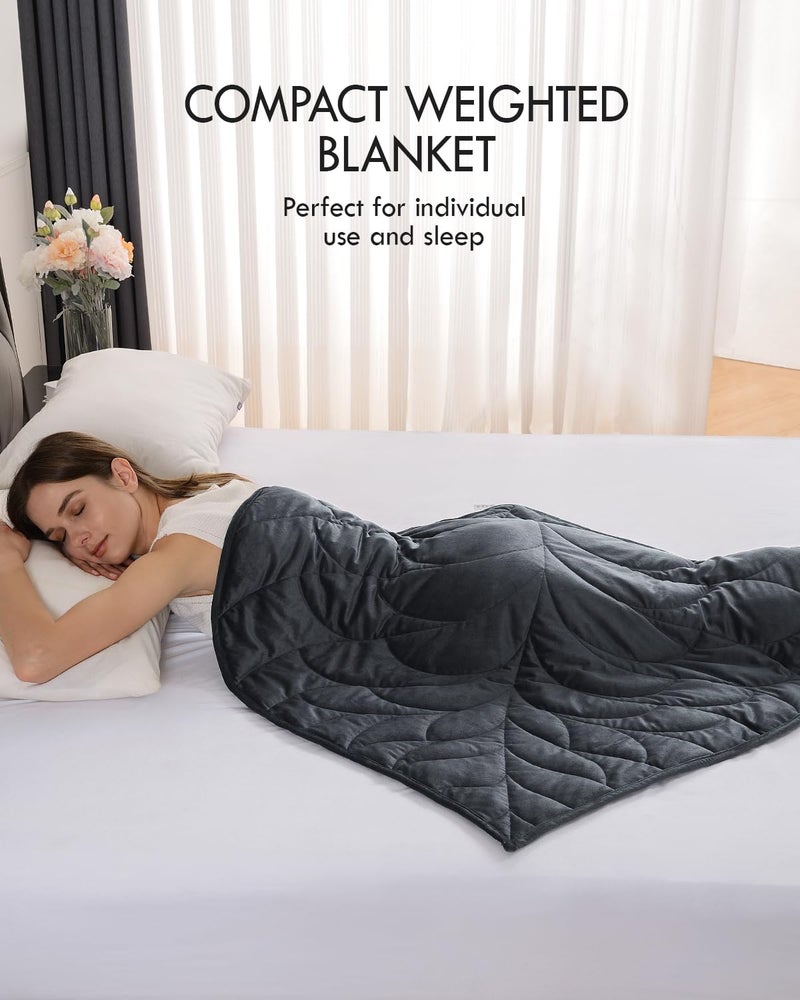 Kaisa Weighted Lap Blanket 5 lbs 41"" x 53""  Cozy Luxury Crystal Velvet Small Weighted Blanket for Adults  Portable Travel Weighted Blanket for Relaxation  All-Season Blanket  Machine Washable  Gray - Image 3
