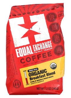 Equal Exchange Organic Coffee Breakfast Blend Whole Bean Medium & French Roasts 12 oz (340 g) 
