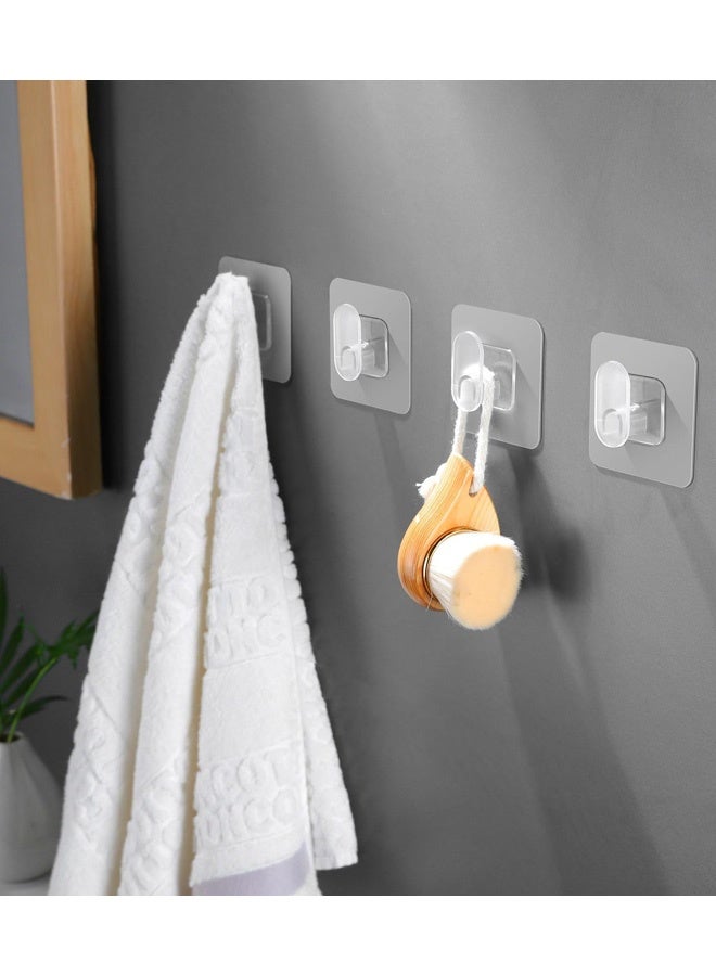 10 Pcs Clear Storage Hooks Cute Adhesive Wall Hooks Plastic Clear Utility Hook Heavy Duty Sticky Seamless Hook for The Drill-Free Wall for Office Coat Keys Bathroom Shower Kitchen Wardrobe Outdoor - Image 4