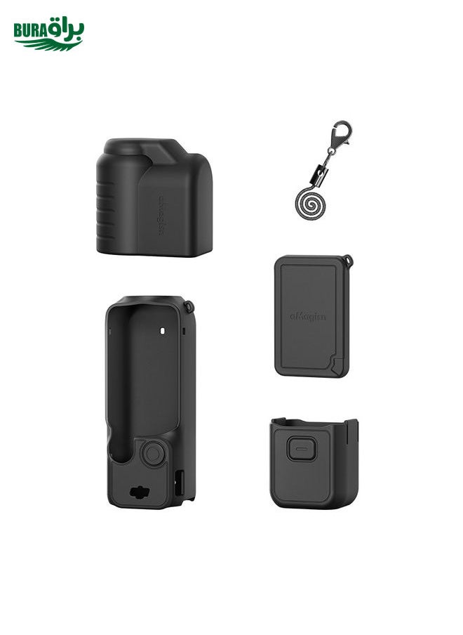 BURAQ For DJI Osmo Pocket 3 AMagisn Silicone Protection Case Movement Camera Accessories, Style: 5 In 1 Black  - Image 1