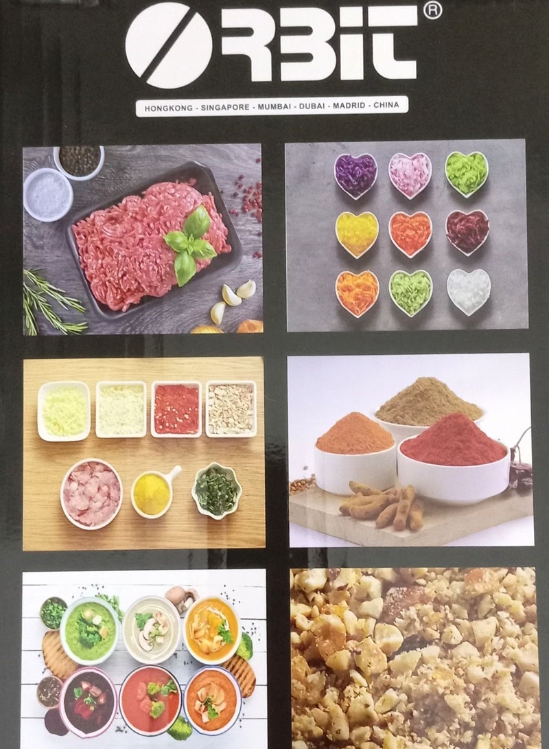 أوربت فرامة خضار ولحوم ستانلس ستيل 3 لتر 6 شفرات ستانلس ستيل متعددة الاستخدامات.قطاعة كهربائية  350 وات  سرعتين - Image 4