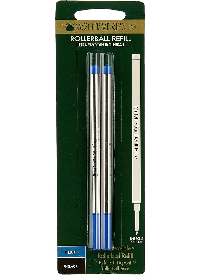 Monteverde Rollerball Refill To Fit Dupont Rollerball Pens Fine Point Blue 2 Per Pack T222Bu - Image 1
