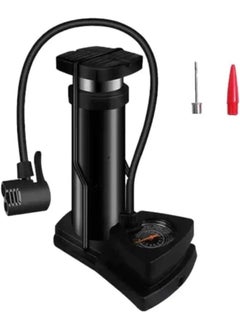 Generic Iron Bike Tire Air Pump with Air Pressure Gauge, Mini Portable Bicycle Tire Inflator Pump, Small and Lightweight Bicycle Tire Foot Pedal Pump with Ball Gas Needle for All Kinds of Bicycles  - Image 1