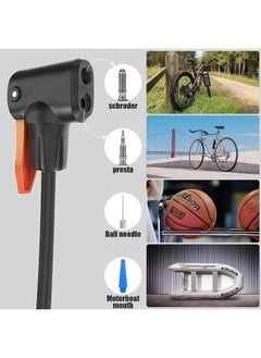 Generic Iron Bike Tire Air Pump with Air Pressure Gauge, Mini Portable Bicycle Tire Inflator Pump, Small and Lightweight Bicycle Tire Foot Pedal Pump with Ball Gas Needle for All Kinds of Bicycles  - Image 3