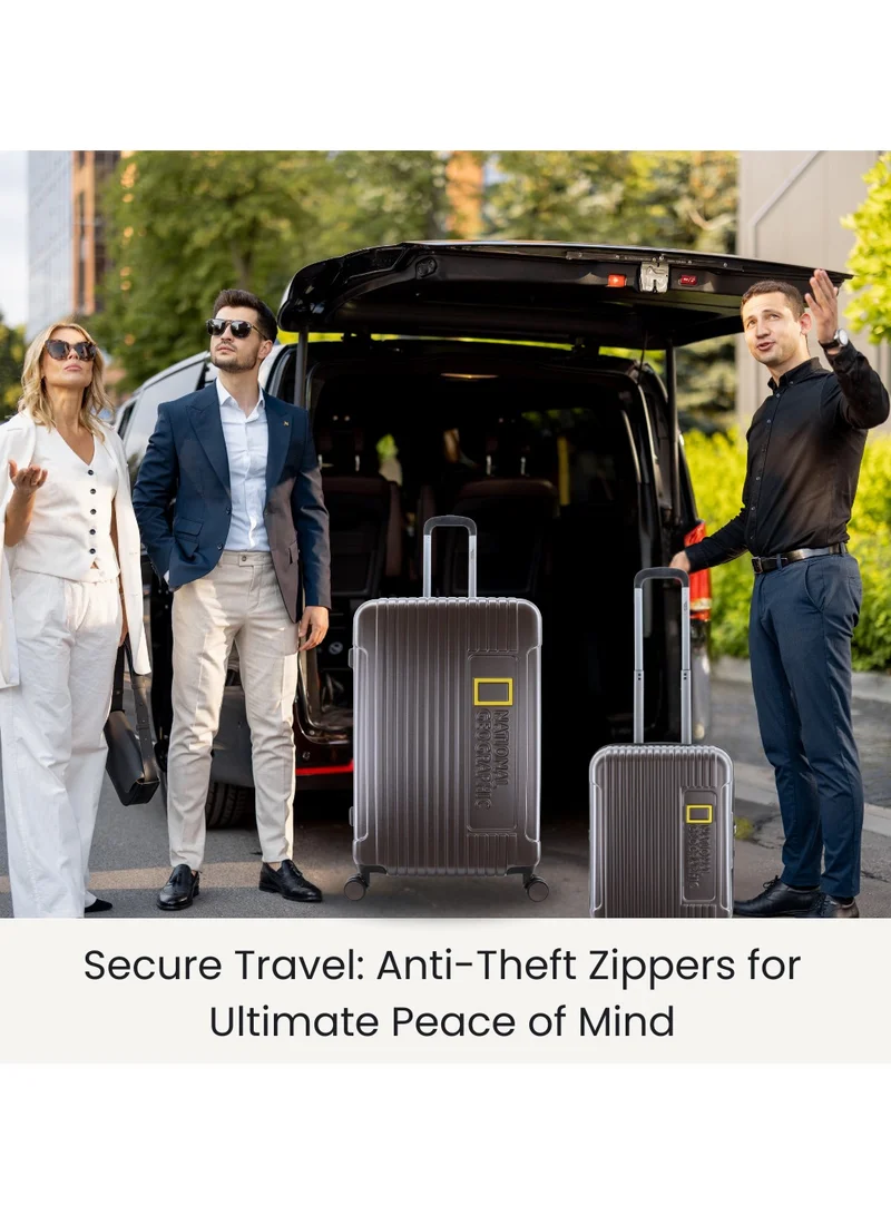 NATIONAL GEOGRAPHIC National Geographic Canyon ABS/PC Hardshell Medium Check-In Suitcase Metallic Mud, Durable Lightweight Expandable Anti-theft Zipper TSA Lock Travel Luggage, 4 Double Wheel Trolley Bag (24 Inch).