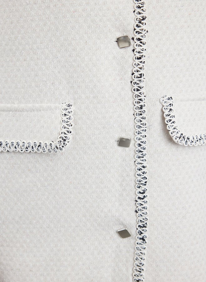 trendyol Ecru Tweed Piping Detailed Woven Vest TCTSS24YL00012 - Image 4