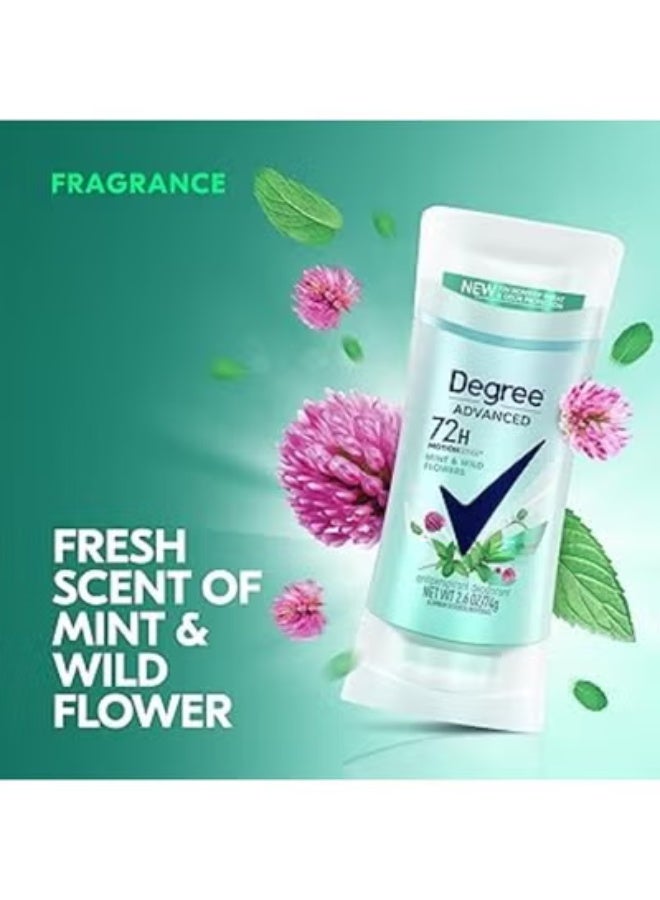 Degree Advanced, 72H MotionSense Mint & Wild Flowers Antiperspirant Deodorant 74 Grams - Image 2
