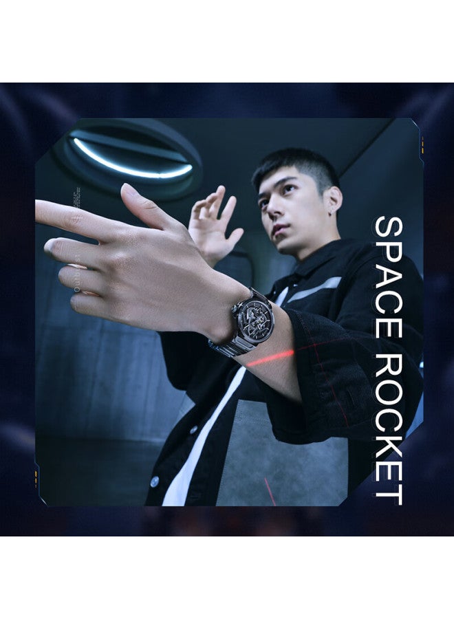 Fiyta Star Series "little Rocket" Themed Men's Automatic Mechanical Wrisch, Midnight Black - Image 3