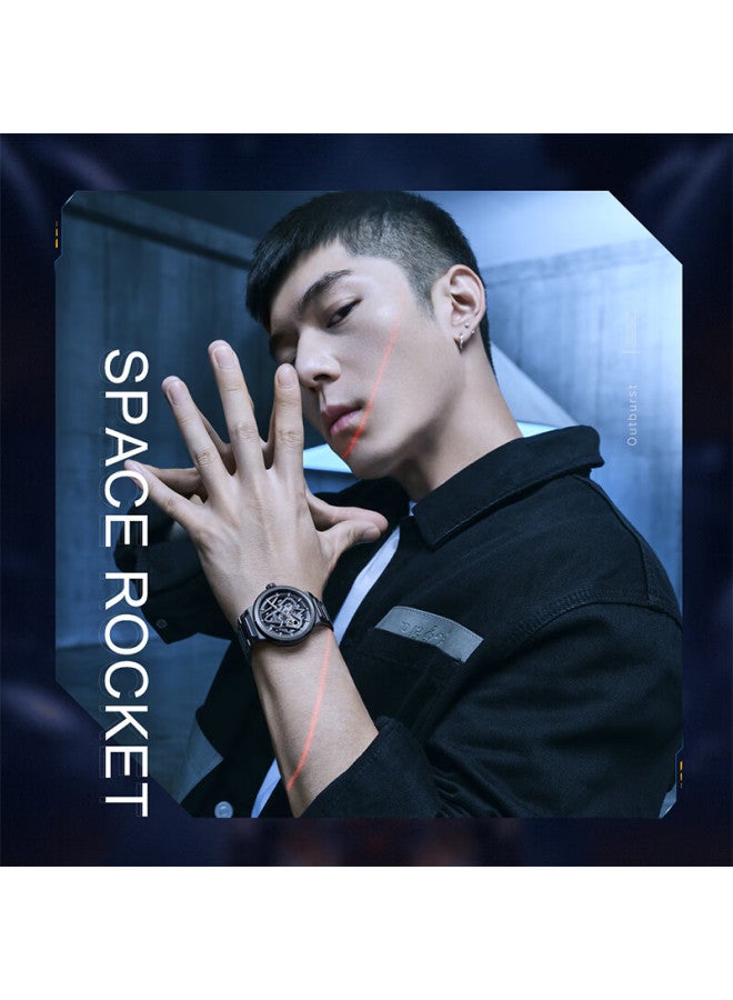 Fiyta Star Series "little Rocket" Themed Men's Automatic Mechanical Wrisch, Midnight Black - Image 2