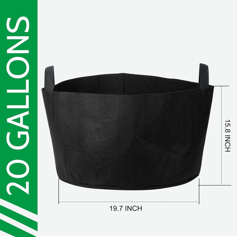 JERIA 12-Pack 20 Gallon, Vegetable/Flower/Plant Grow Bags, Aeration Fabric Pots with Handles (Black), Come with 12 Pcs Plant Labels - Image 2