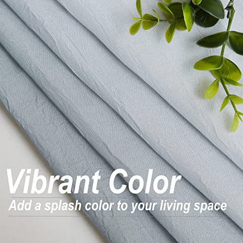 Purainbow 1 Piece Ombre Chiffon Sheer Window Scarf Valance Curtains 18ft for Living Room, Home Decor, 52"x216" Long Crinkle Soft Window Top Sheer Voile Valance for Wedding Party Decor, Grey - Image 3
