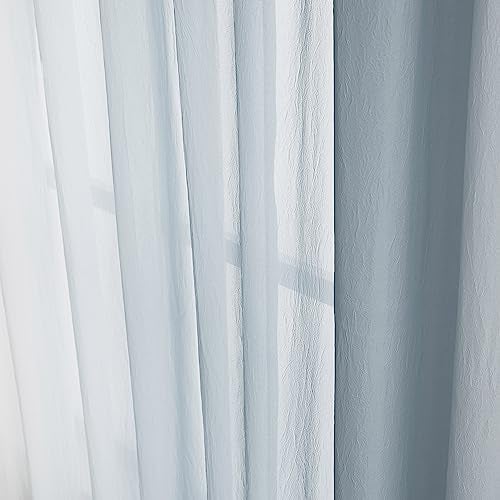 Purainbow 1 Piece Ombre Chiffon Sheer Window Scarf Valance Curtains 18ft for Living Room, Home Decor, 52"x216" Long Crinkle Soft Window Top Sheer Voile Valance for Wedding Party Decor, Grey - Image 5