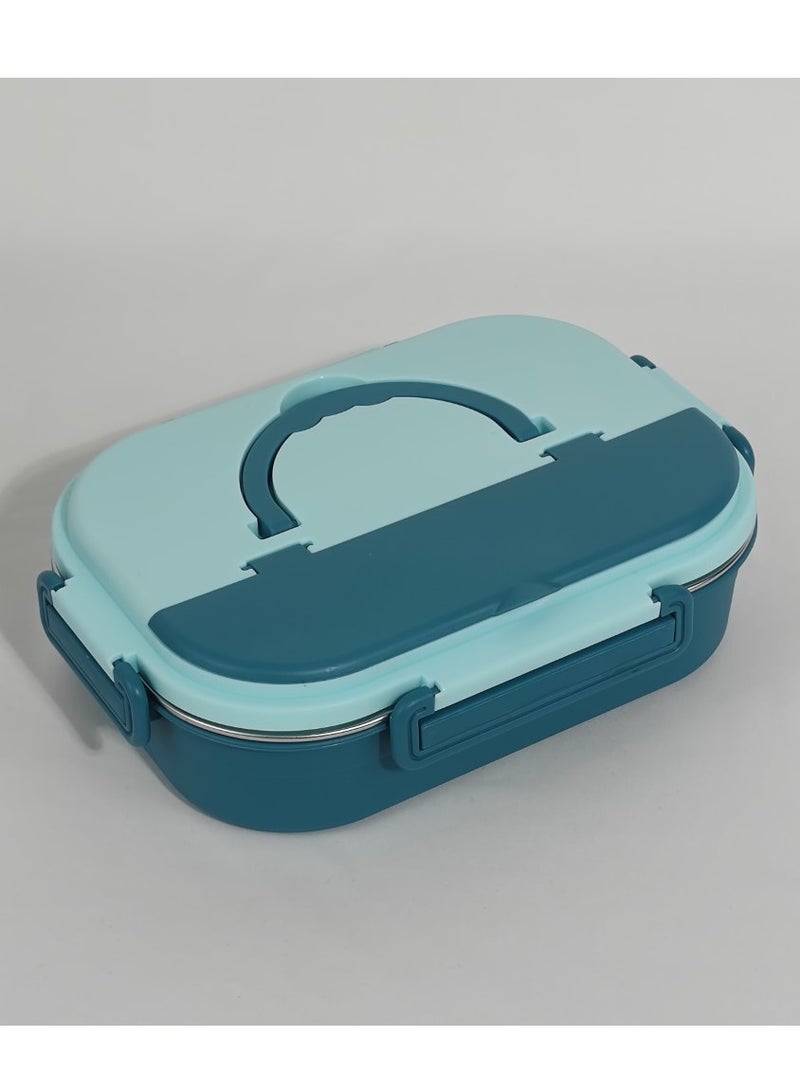اتش تي اتش 4 مقصورات صندوق الغداء صندوق بينتو معزول 1300 مل حجم حاوية طعام مانعة للتسرب للأطفال والكبار بما في ذلك أدوات المائدة المصنوعة من الفولاذ المقاوم للصدأ القابلة لإعادة الاستخدام مع فتحة تخزين صندوق غداء آمن للميكروويف - Image 1