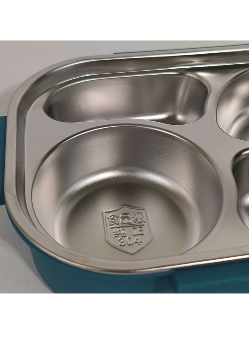 اتش تي اتش 4 مقصورات صندوق الغداء صندوق بينتو معزول 1300 مل حجم حاوية طعام مانعة للتسرب للأطفال والكبار بما في ذلك أدوات المائدة المصنوعة من الفولاذ المقاوم للصدأ القابلة لإعادة الاستخدام مع فتحة تخزين صندوق غداء آمن للميكروويف - Image 3