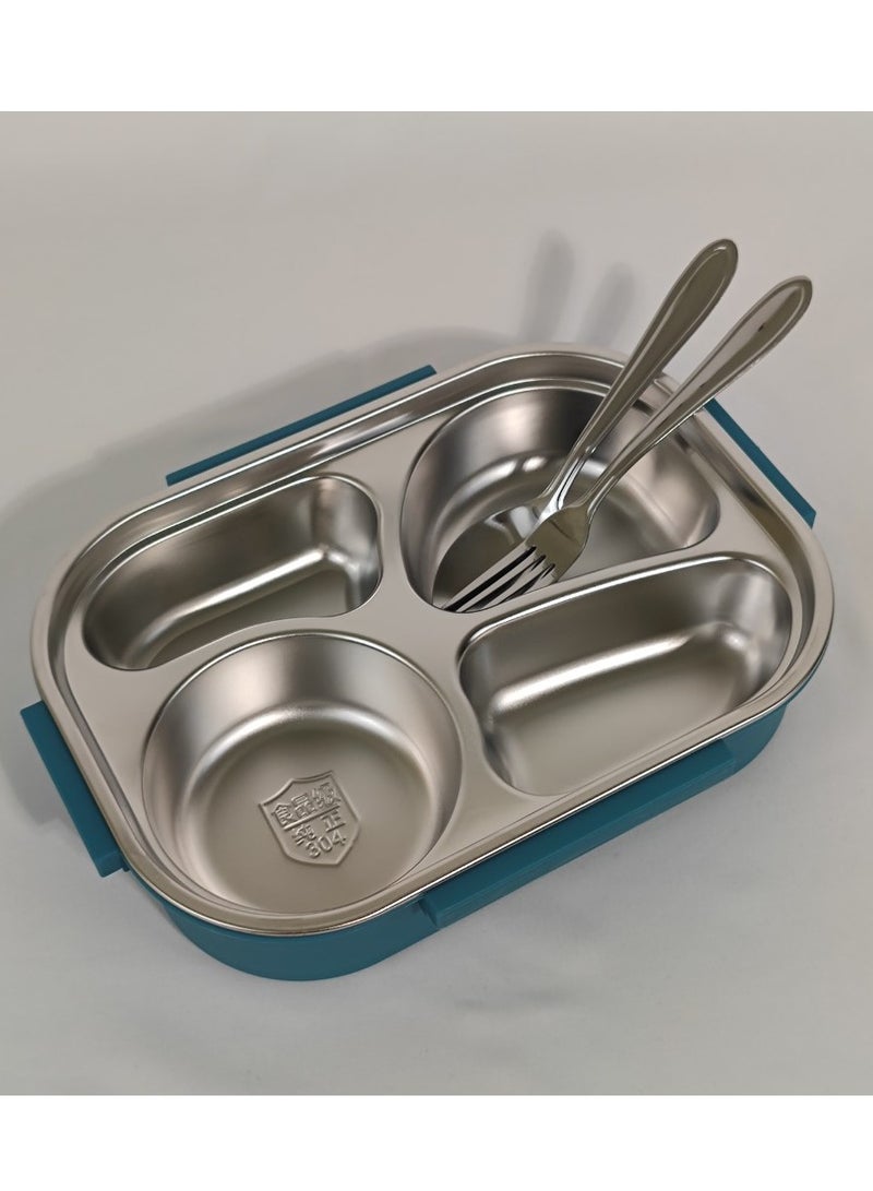 اتش تي اتش 4 مقصورات صندوق الغداء صندوق بينتو معزول 1300 مل حجم حاوية طعام مانعة للتسرب للأطفال والكبار بما في ذلك أدوات المائدة المصنوعة من الفولاذ المقاوم للصدأ القابلة لإعادة الاستخدام مع فتحة تخزين صندوق غداء آمن للميكروويف - Image 4